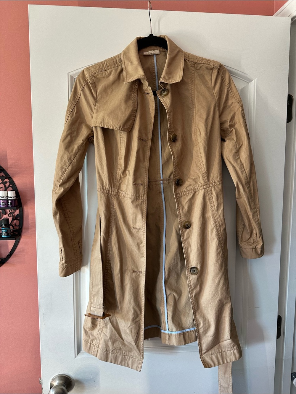 Maison Jules Tan Lightweight Cotton Trench Coat